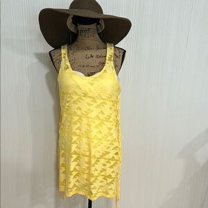 Miken Swim Yellow Lace Swim Cover-up with Fringe